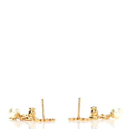 Christian Dior Pearl Crystal Dio(r)evolution Earrings Aged Gold 3 of 4
