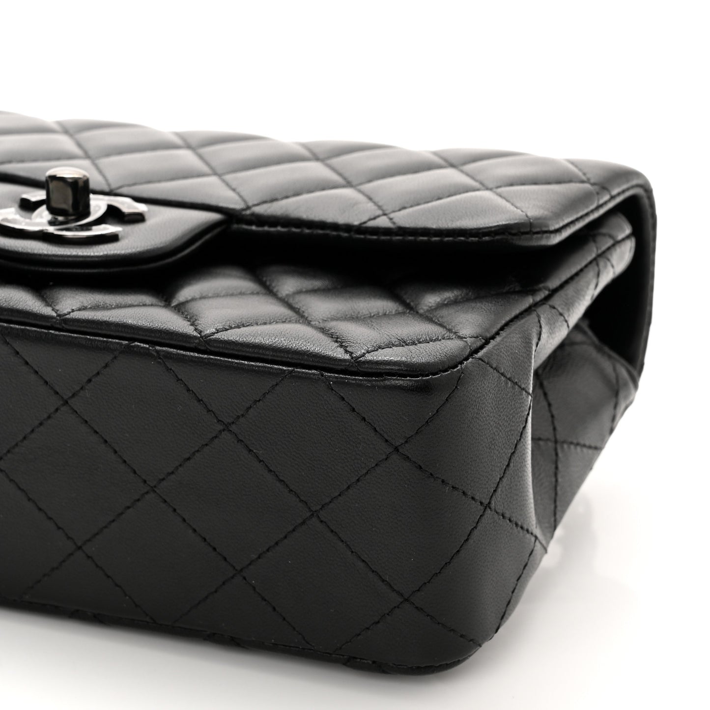 Lambskin Quilted Mini Rectangular Flap So Black