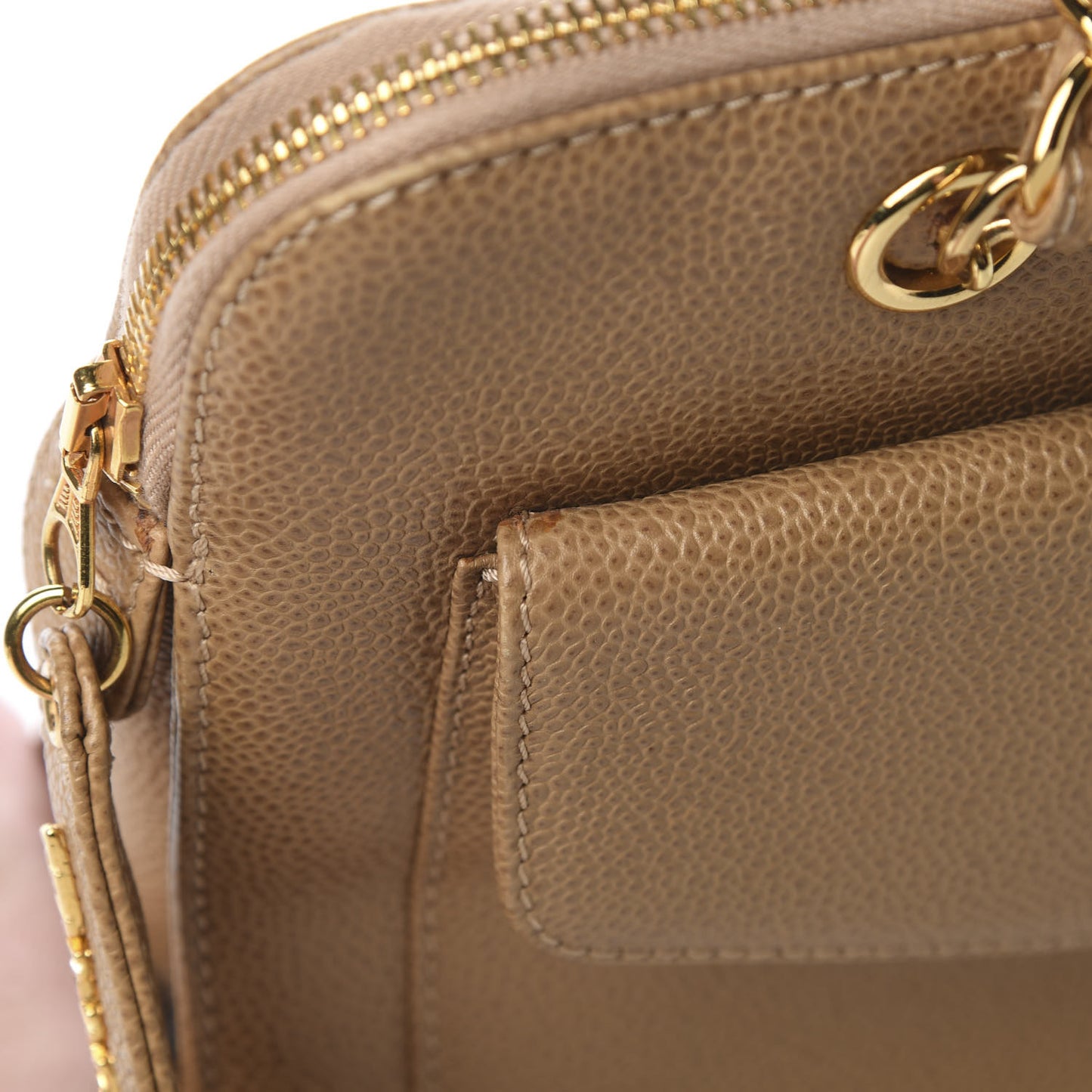 Caviar Flap Shoulder Bag Beige