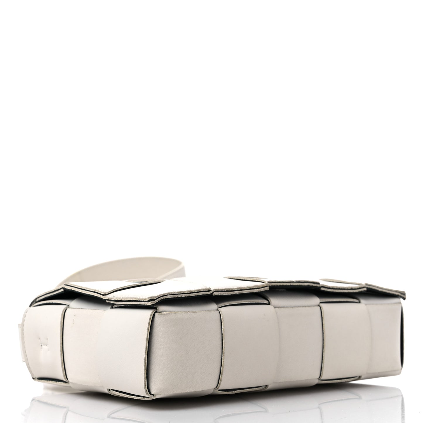 Lambskin Maxi Intrecciato Cassette Crossbody Bag White