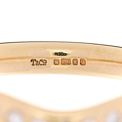 Tiffany 18K Yellow Gold Diamond .08ctw Elsa Peretti Curved Wedding Band Ring 56 7.5 5 of 5