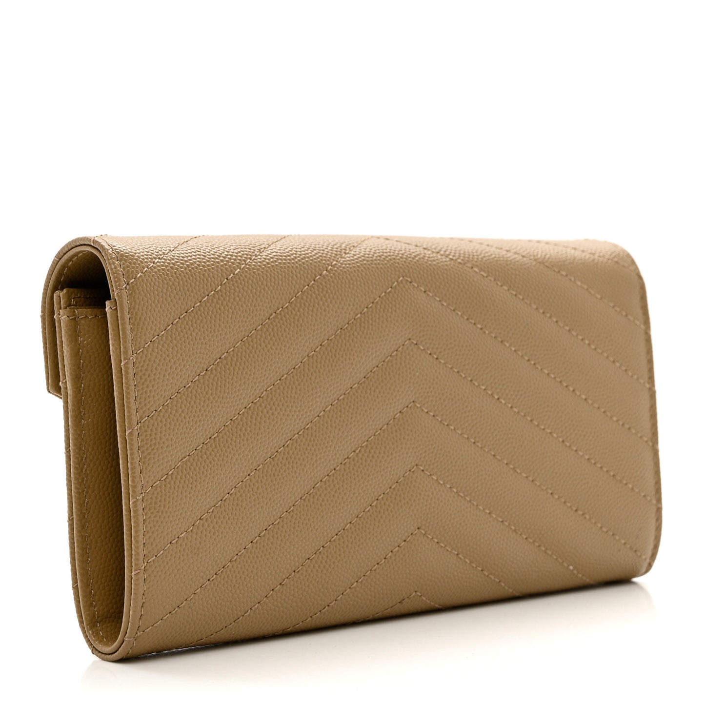 Grain De Poudre Matelasse Chevron Monogram Flap Wallet Dark Latte