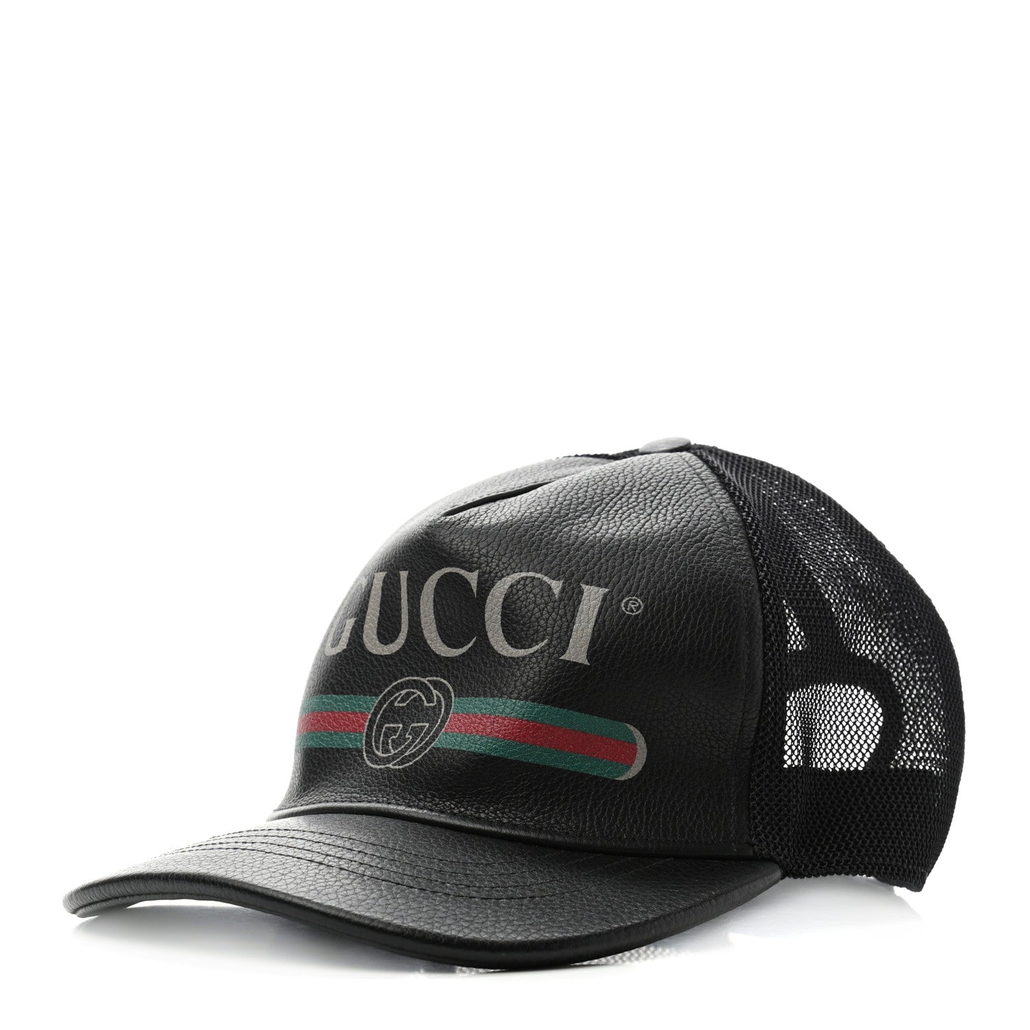 Gucci Grained Calfskin Logo Baseball Hat L Black 1 of 8