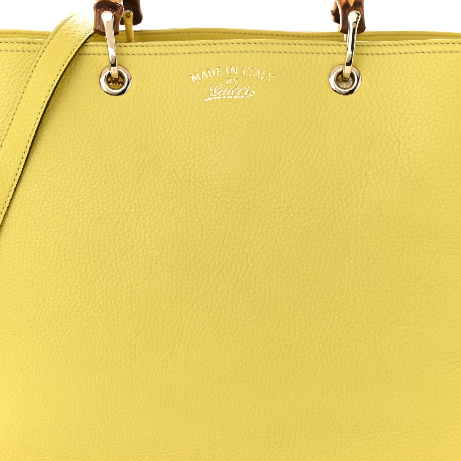 Gucci Calfskin Large Bamboo Shopper Tote Citrus 9 of 12