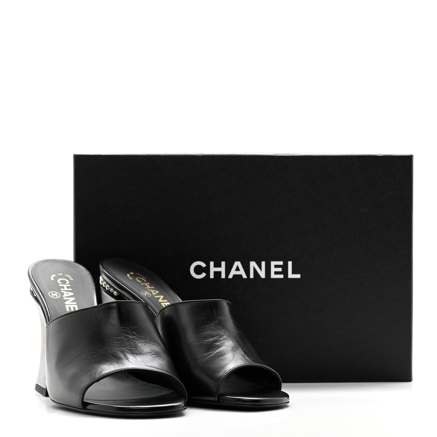 Chanel Shiny Goatskin Pearl Mule 40 Black 9 of 9