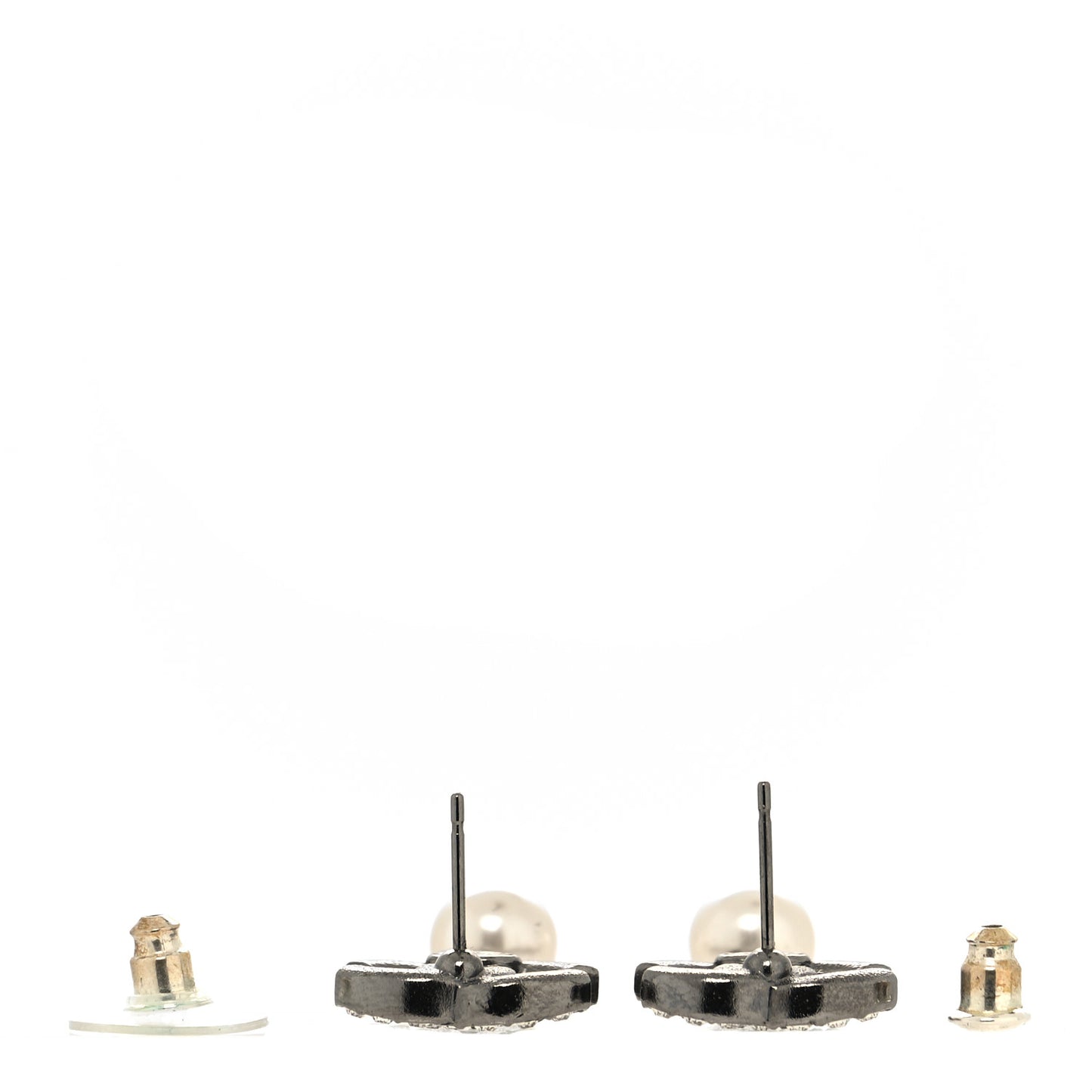 Crystal Pearl CC Drop Earrings Ruthenium