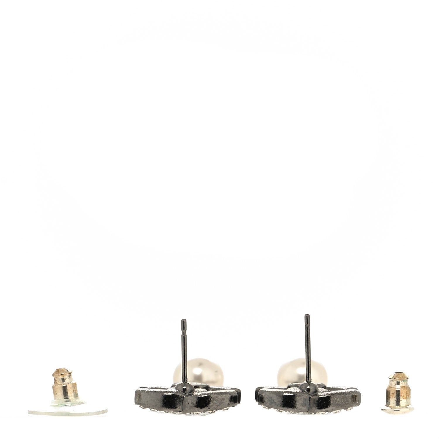 Chanel Crystal Pearl CC Drop Earrings Ruthenium 3 of 4