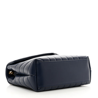 Saint Laurent Calfskin Y Quilted Monogram Small Loulou Chain Satchel Blue Charron 2 of 11
