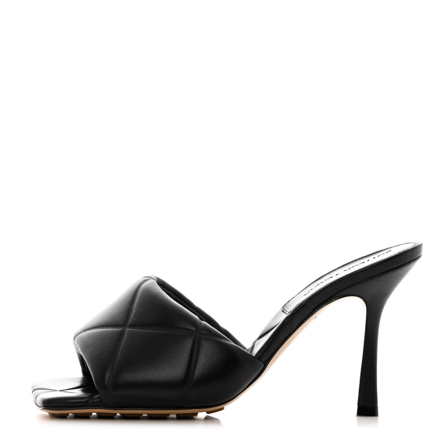 Bottega Veneta Nappa Quilted Rubber Lido Mule Sandals 37.5 Black 1 of 7
