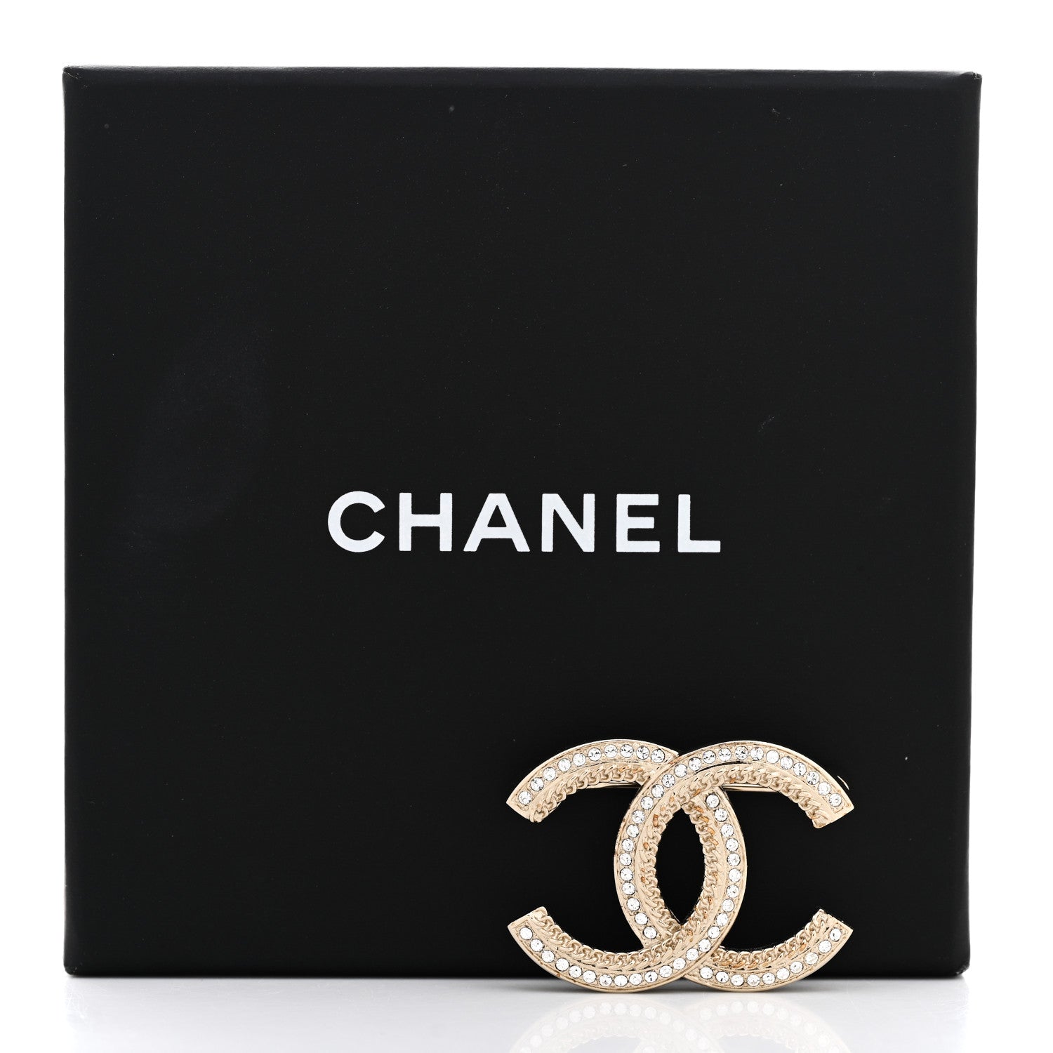 Chanel Crystal Chain CC Brooch Light Gold 7 of 7