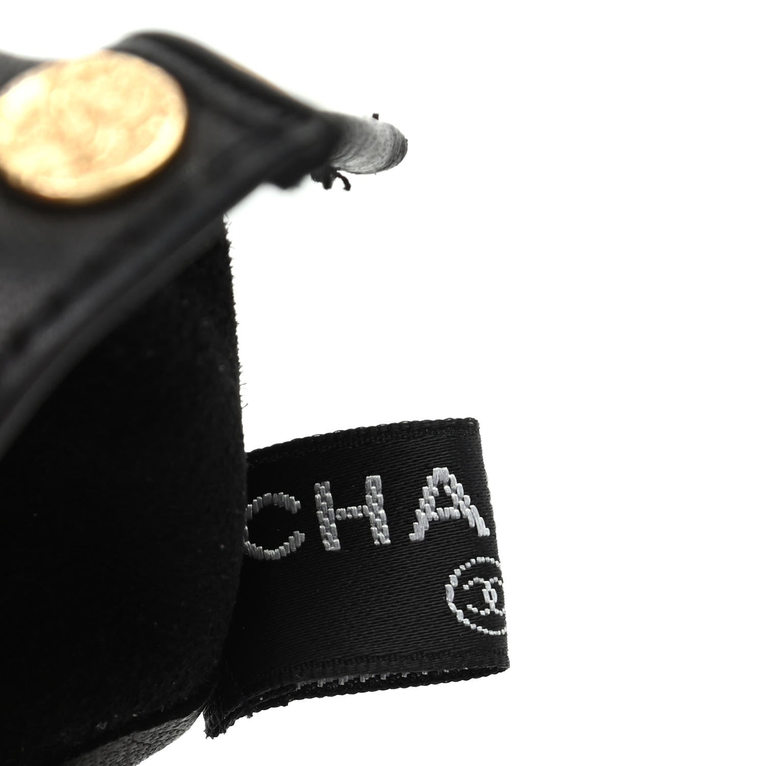 Chanel Lambskin Camellia Fingerless Gloves 7.5 Black 4 of 6