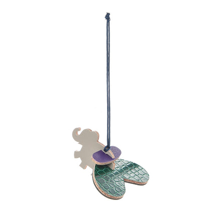 Hermes Crocodile Epsom Tadelakt Petit H Flying Elephant Ornament Charm Emerald 2 of 14