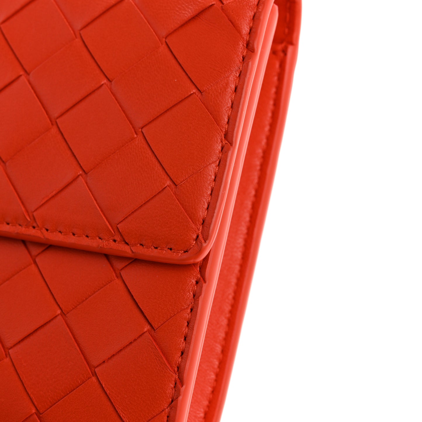 Nappa Intrecciato Long Andiamo Top Handle Clutch Orange