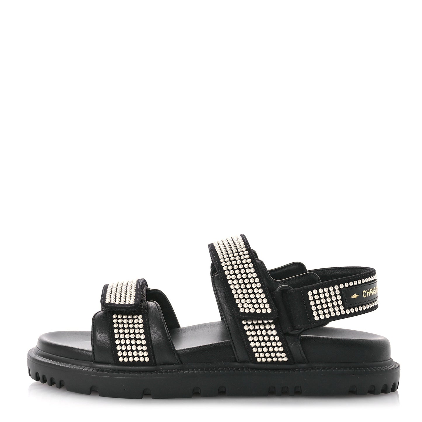 Lambskin Pearl Dioract 10mm Sandals 35 Black