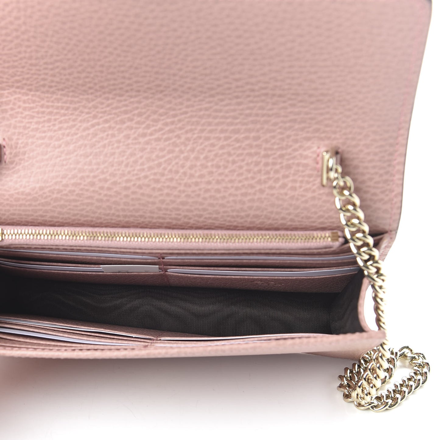 Dollar Calfskin Interlocking G Chain Wallet Soft Pink