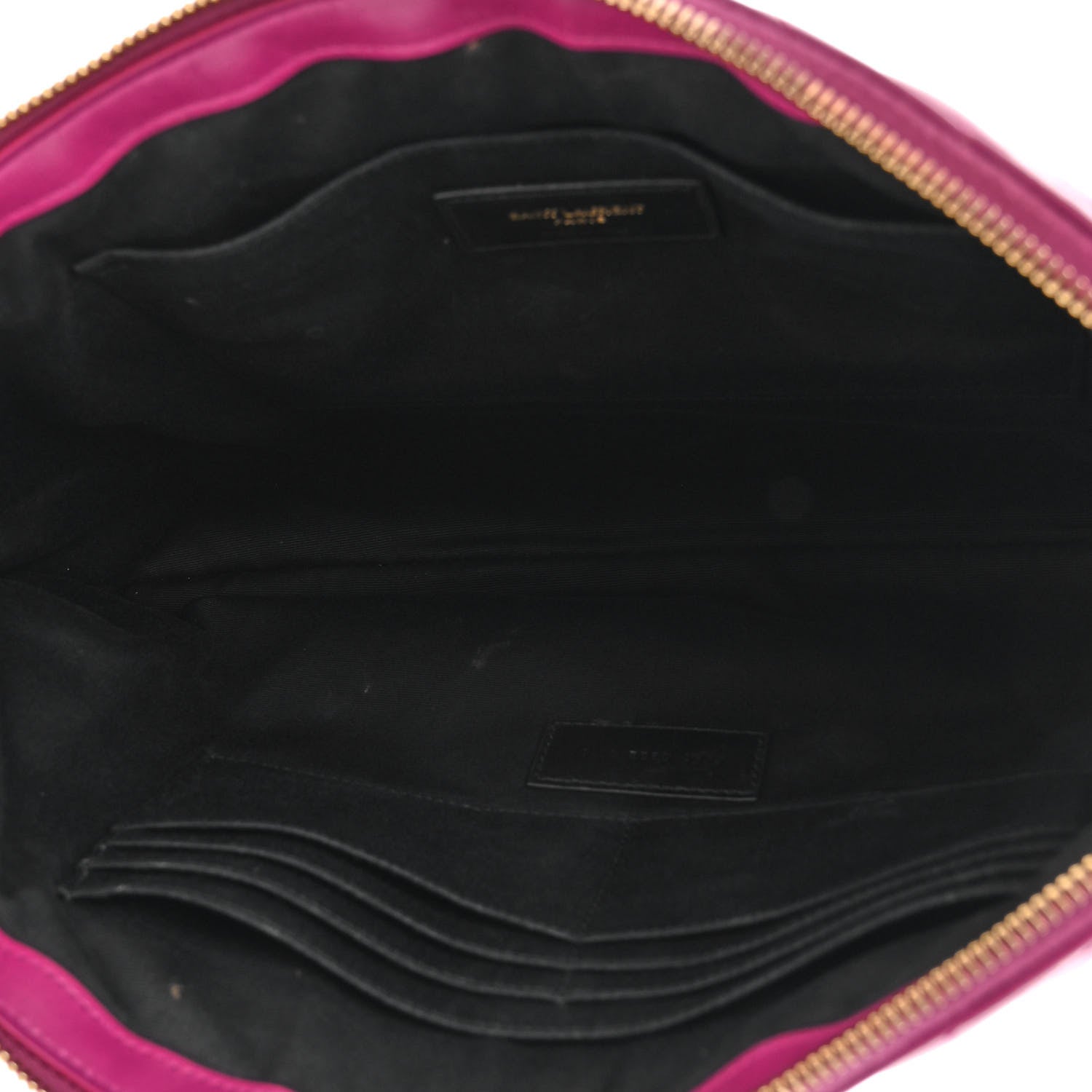 Saint Laurent Calfskin Matelasse Chevron Monogram Document Holder Dark Grape 5 of 14