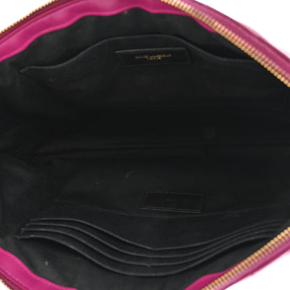 Saint Laurent Calfskin Matelasse Chevron Monogram Document Holder Dark Grape 5 of 14