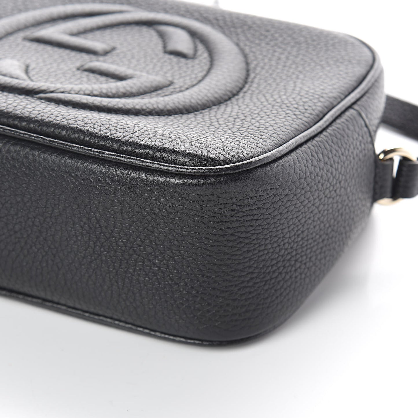 Pebbled Calfskin Small Soho Disco Bag Black