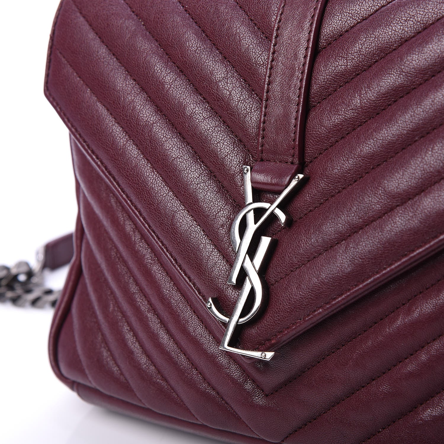 Saint Laurent Sheepskin Matelasse Chevron Monogram Medium College Bag Amaranto 12 of 12
