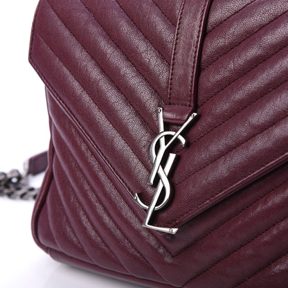 Saint Laurent Sheepskin Matelasse Chevron Monogram Medium College Bag Amaranto 12 of 12