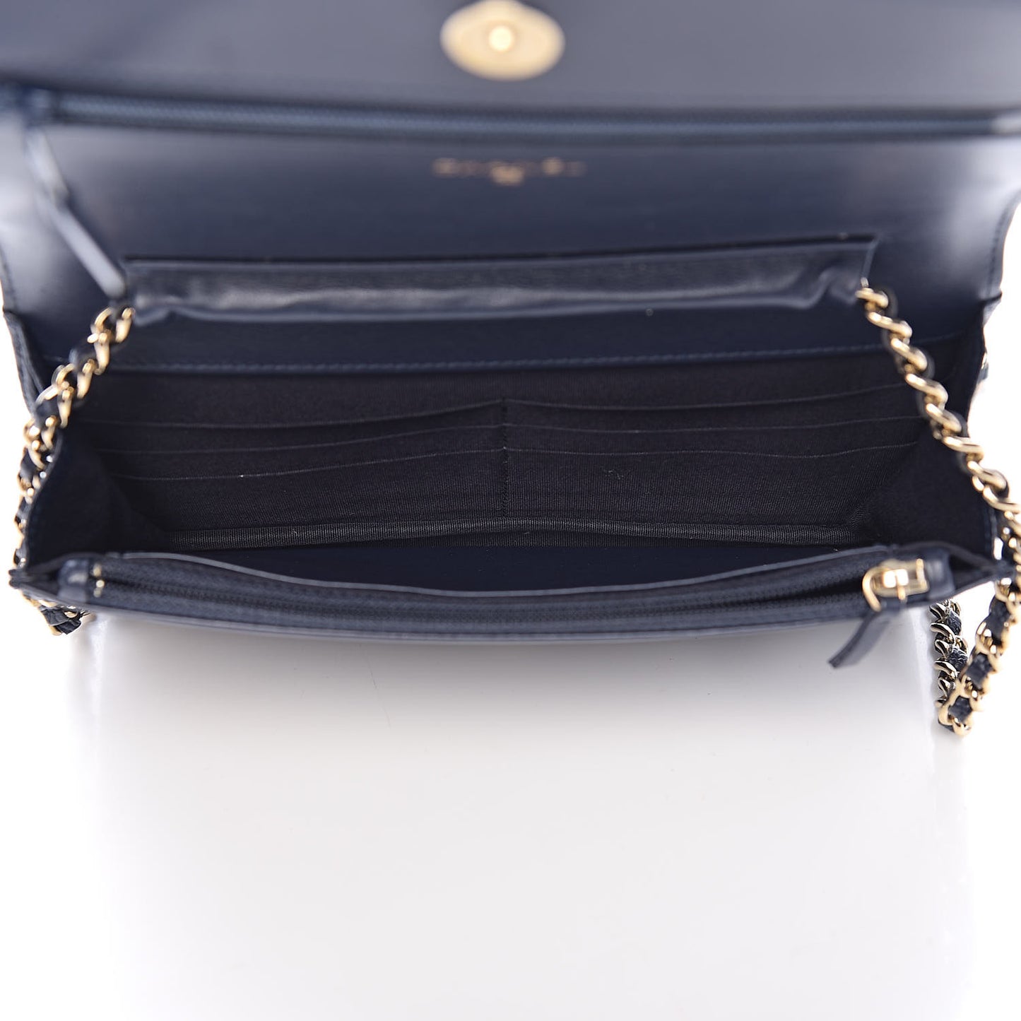 Caviar Chevron Quilted Boy Wallet On Chain WOC Blue