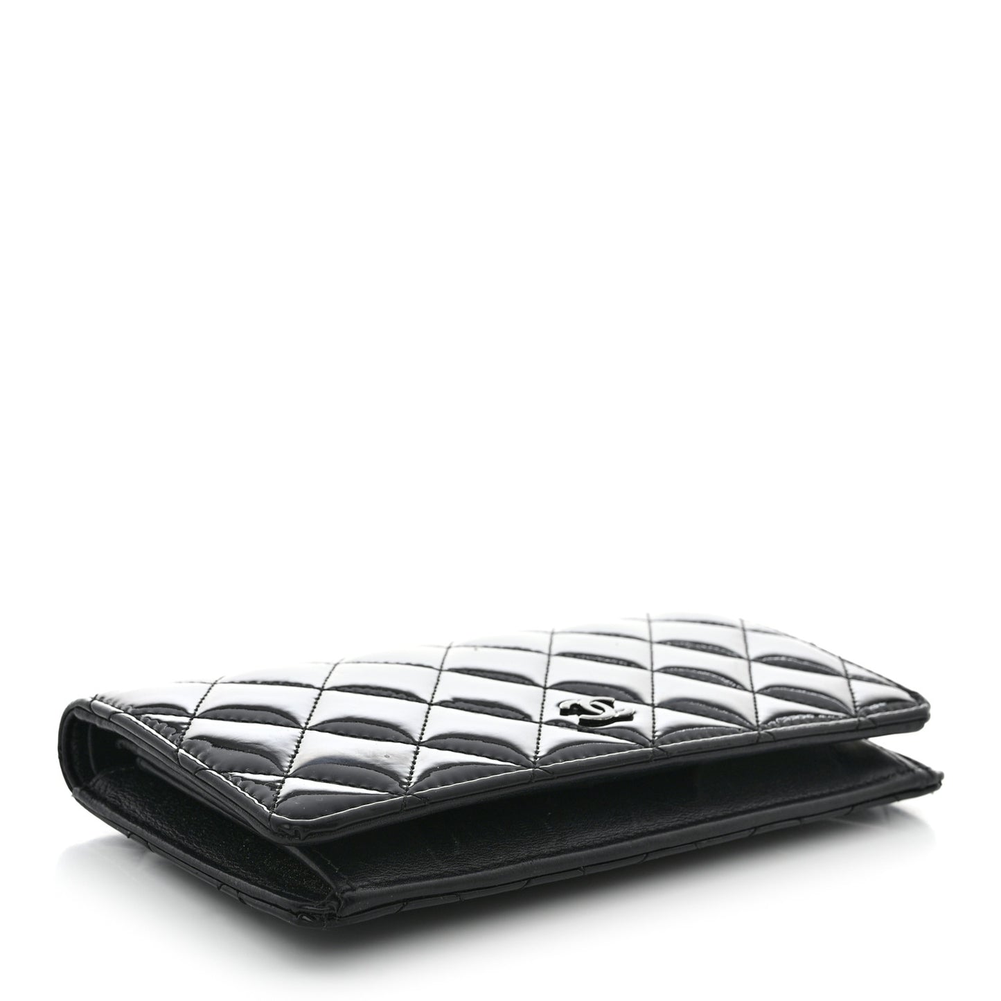 Patent Calfskin Quilted Yen Wallet So Black
