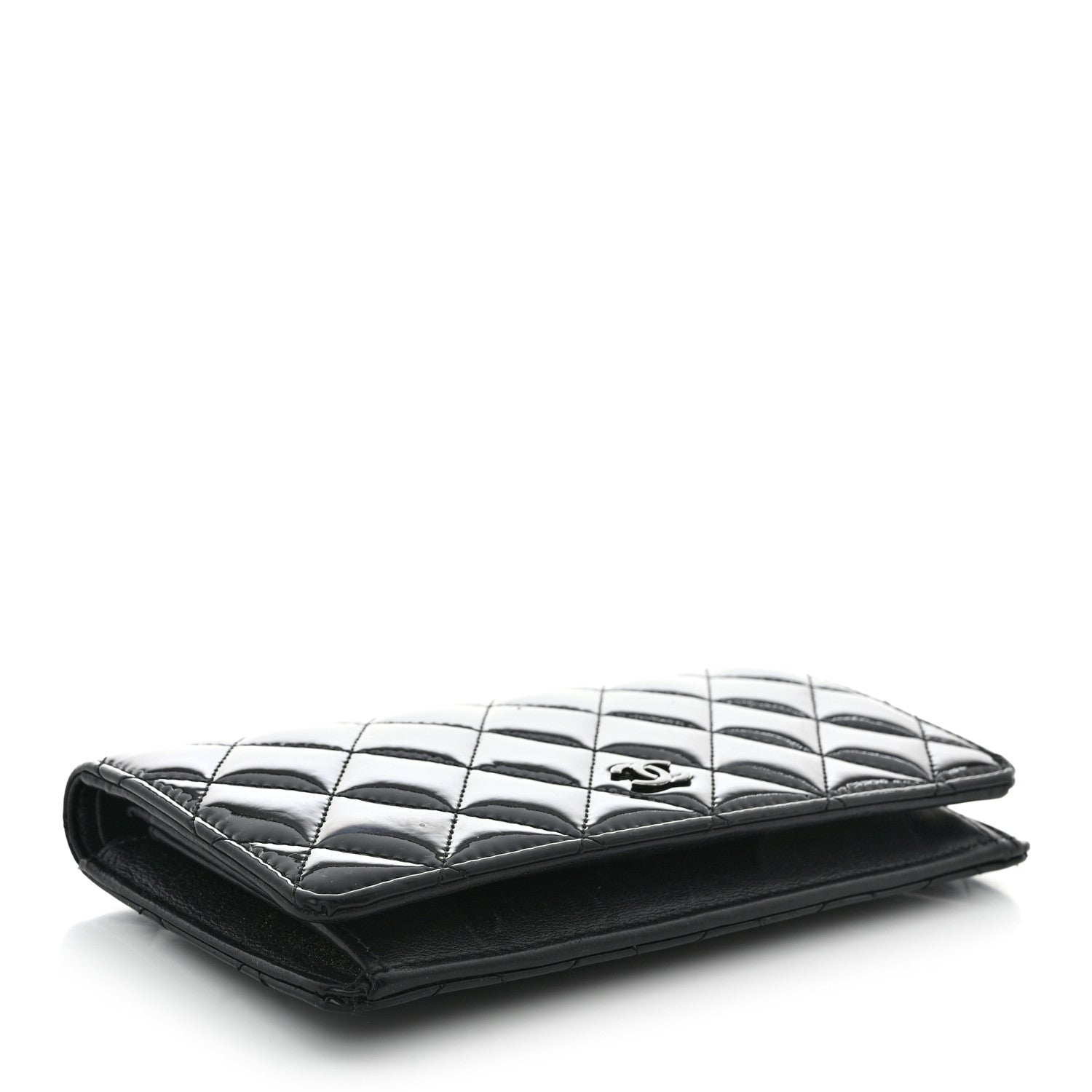 Chanel Patent Calfskin Quilted Yen Wallet So Black 4 of 14