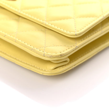 Chanel Lambskin Quilted Trendy CC Wallet On Chain WOC Yellow 10 of 24