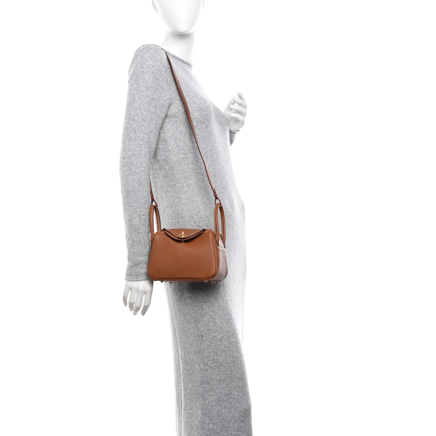 Hermes Taurillon Clemence Mini Lindy 20 Gold 2 of 11