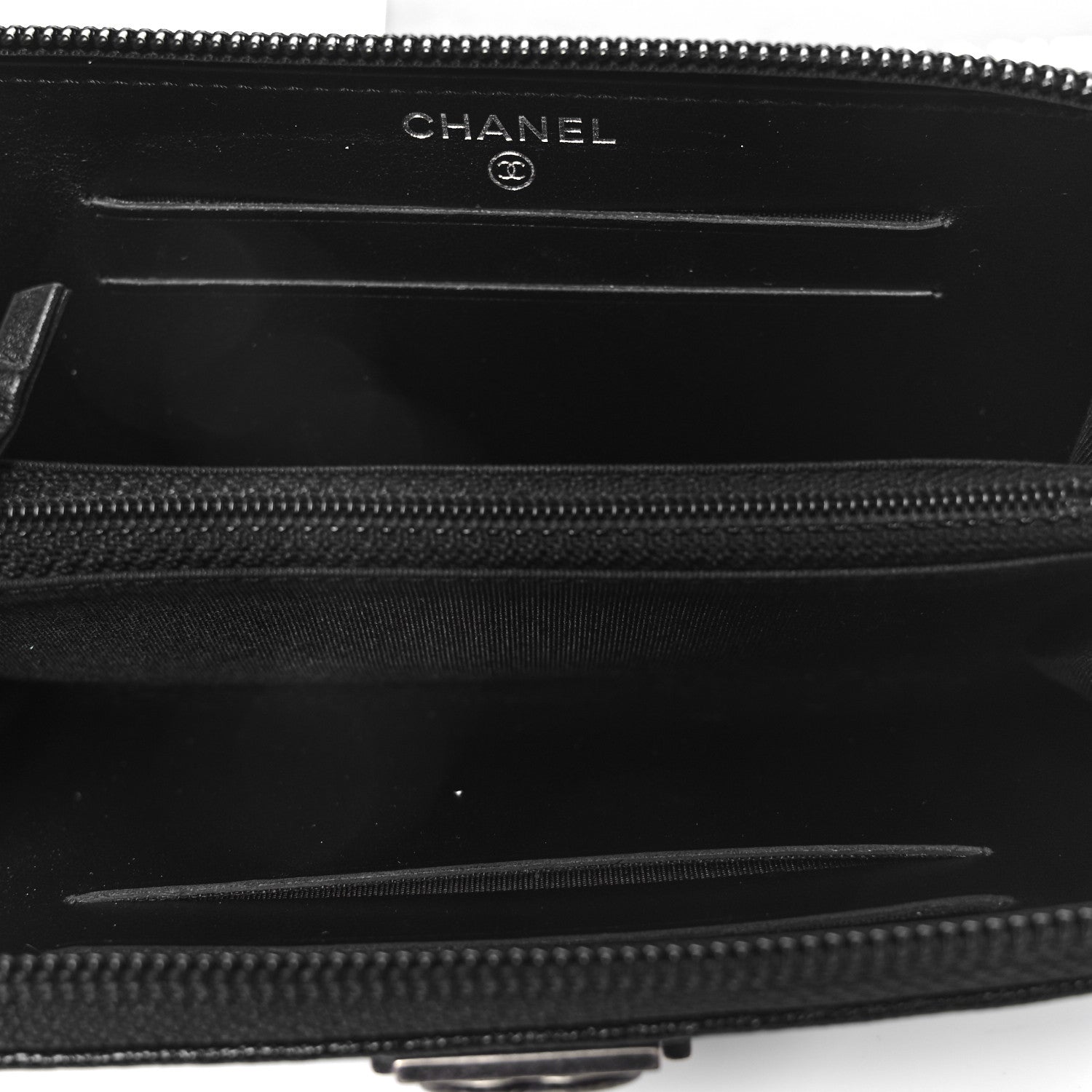 Chanel Caviar Quilted Small Boy Zip Around Wallet Black 6 of 10