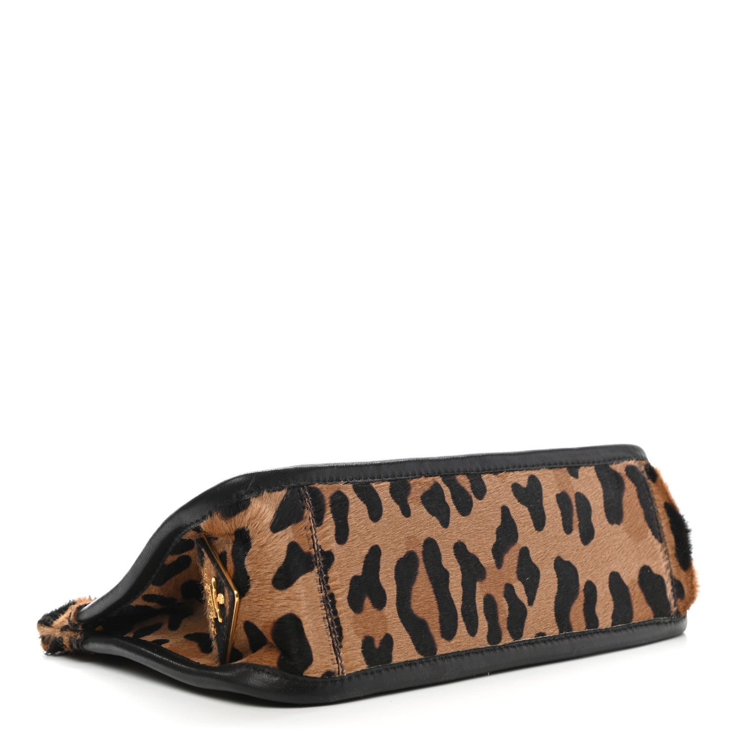 Prada Calf Hair Leopard Print Clutch Miele 4 of 6