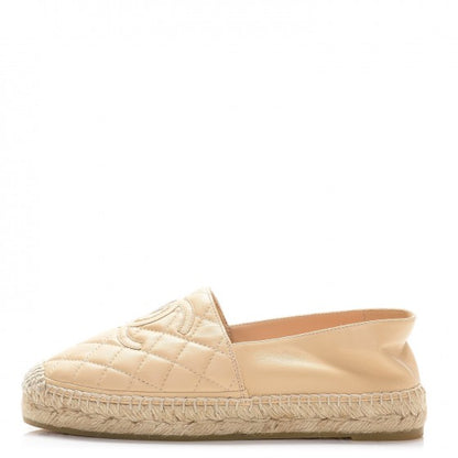 Chanel Lambskin Quilted CC Espadrilles 36 Beige 1 of 12