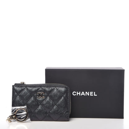 Chanel Iridescent Caviar Quilted Zipped Key Holder Case Black 5 of 8
