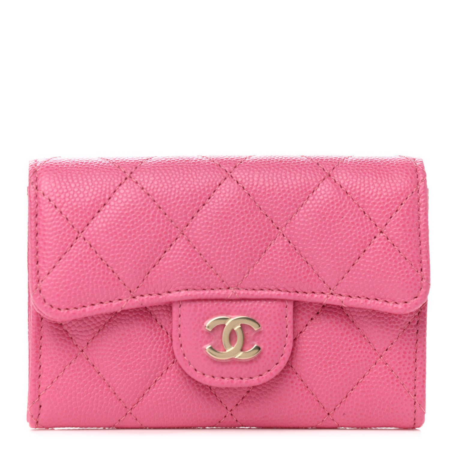 Chanel Caviar Quilted Flap Card Holder Wallet Pink 1 of 9