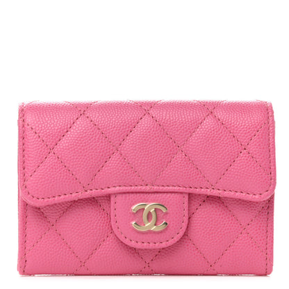 Chanel Caviar Quilted Flap Card Holder Wallet Pink 1 of 9