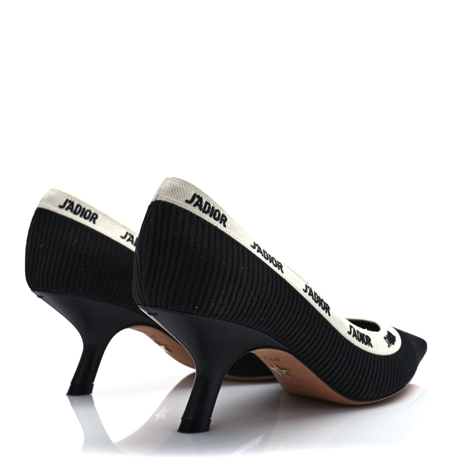 Christian Dior Technical Canvas Ribbon Embroidered J'Adior 65mm Pumps 36.5 Black 4 of 9