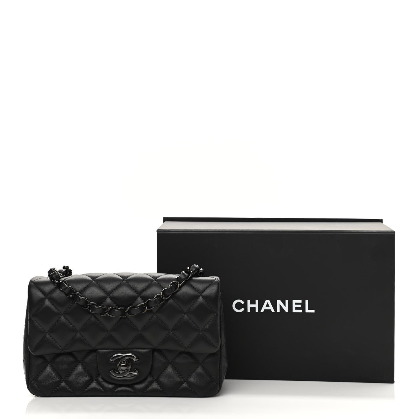 Lambskin Quilted Mini Rectangular Flap So Black