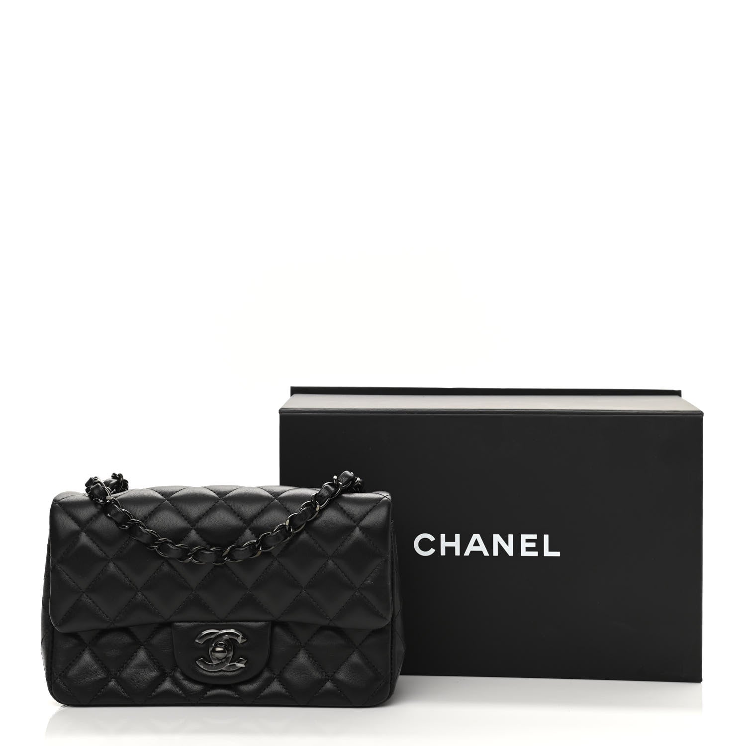 Chanel Lambskin Quilted Mini Rectangular Flap So Black 10 of 10
