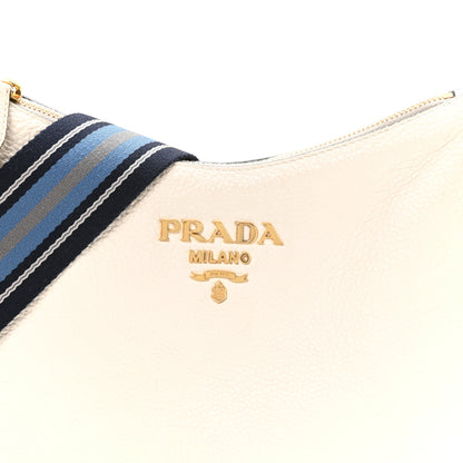 Prada Vitello Phenix Zippered Messenger Hobo White 9 of 11