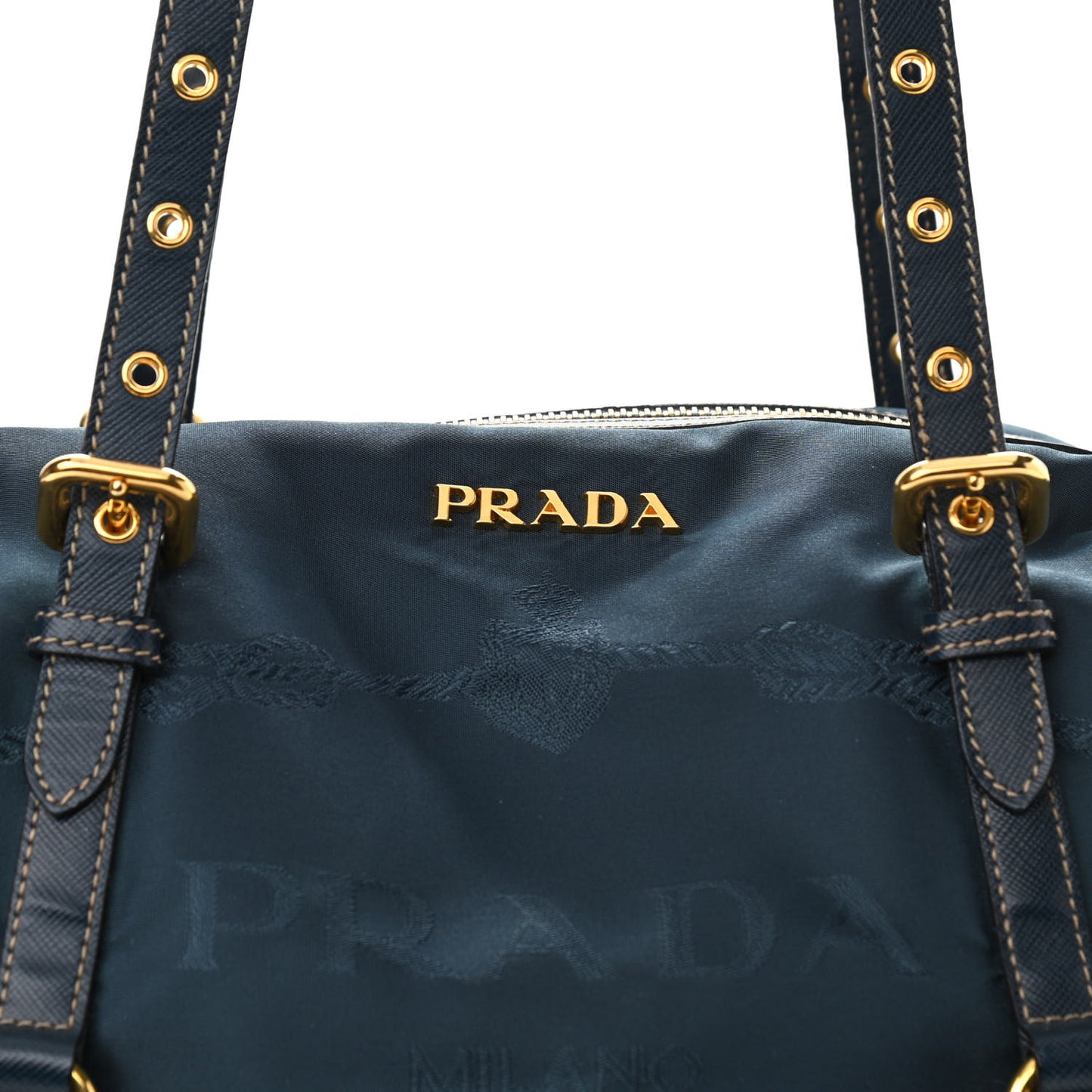 Tessuto Nylon Jacquard Logo Shoulder Bag Denim