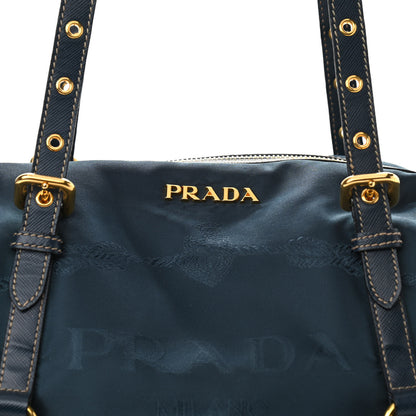 Prada Tessuto Nylon Jacquard Logo Shoulder Bag Denim 10 of 13