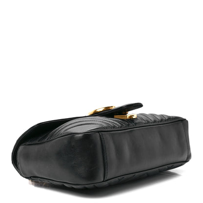 Gucci Calfskin Matelasse Small GG Marmont Shoulder Bag Black 4 of 13