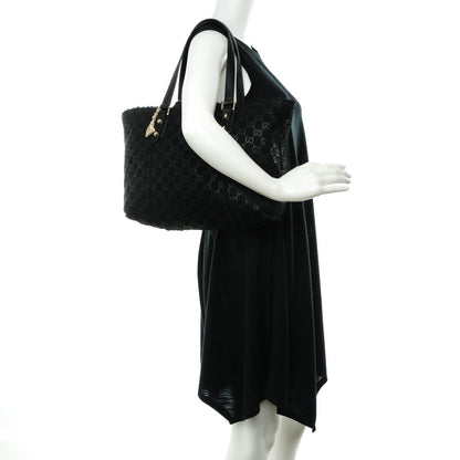 Gucci Suede Shearling Guccissima Jolicoeur Tote Black 2 of 8