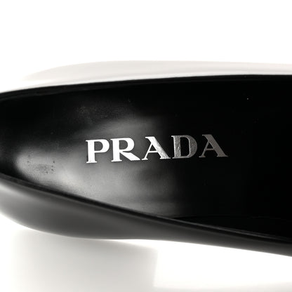 Prada Brushed Calfskin Metal Triangle Logo 20mm Loafers 36.5 Black 6 of 12