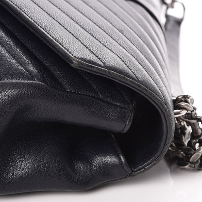 Saint Laurent Sheepskin Matelasse Chevron Monogram Large College Satchel Navy Blue 13 of 17