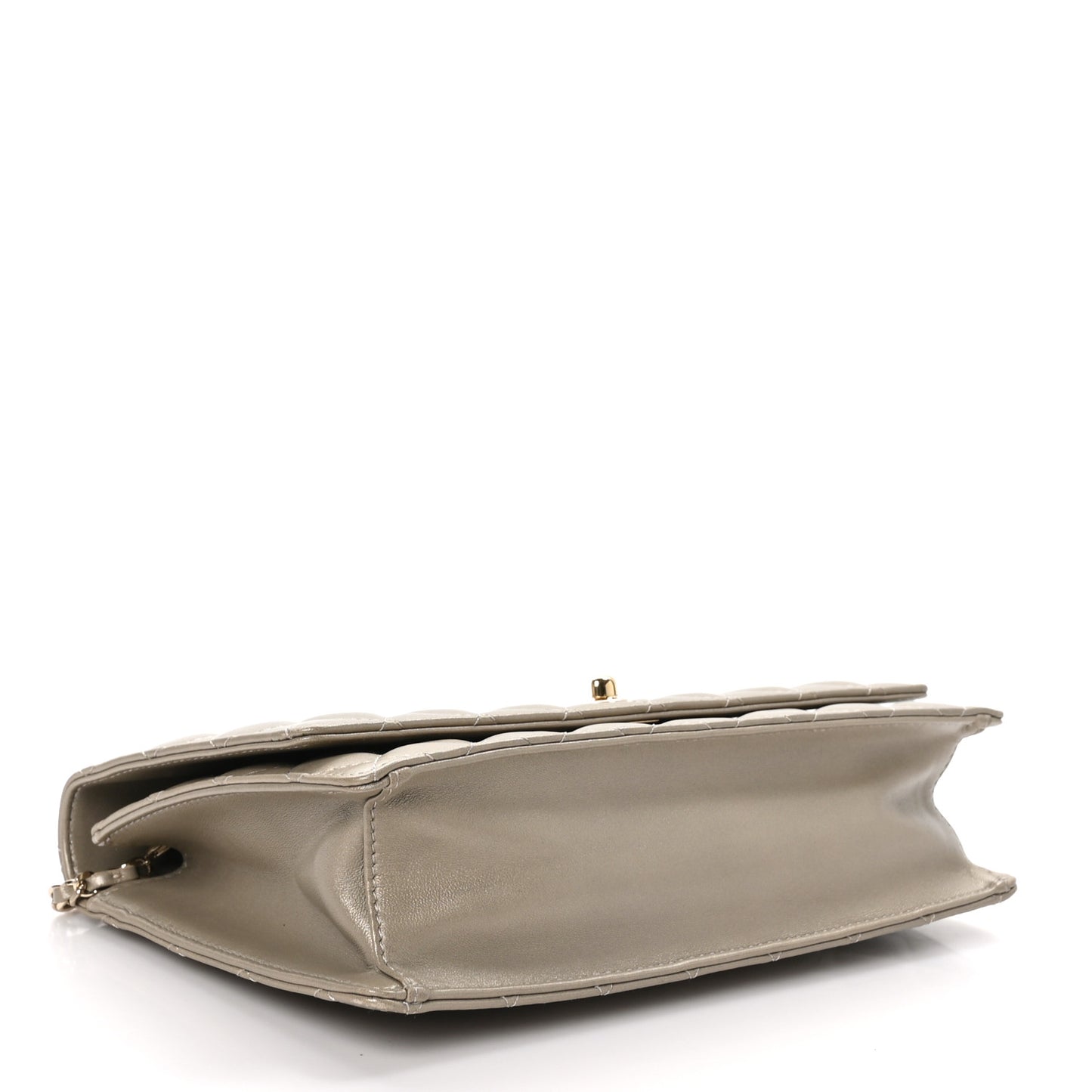 Lambskin Quilted Fantasy Pearl Flap Light Gold