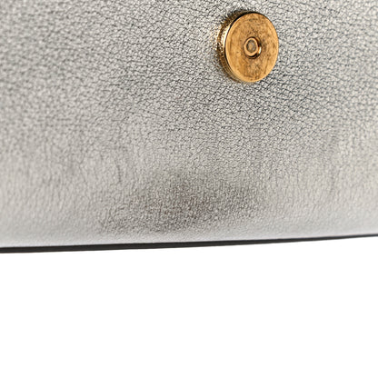 Saint Laurent Textured Metallic Calfskin Classic Monogram Cassandre Clutch Silver 15 of 17