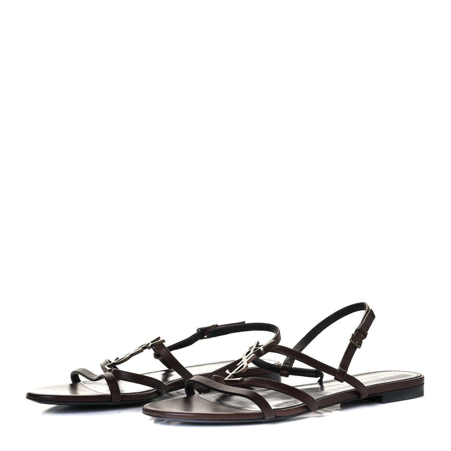 Saint Laurent Calfskin Cassandra Monogram Sandals 41 Moro 5 of 21