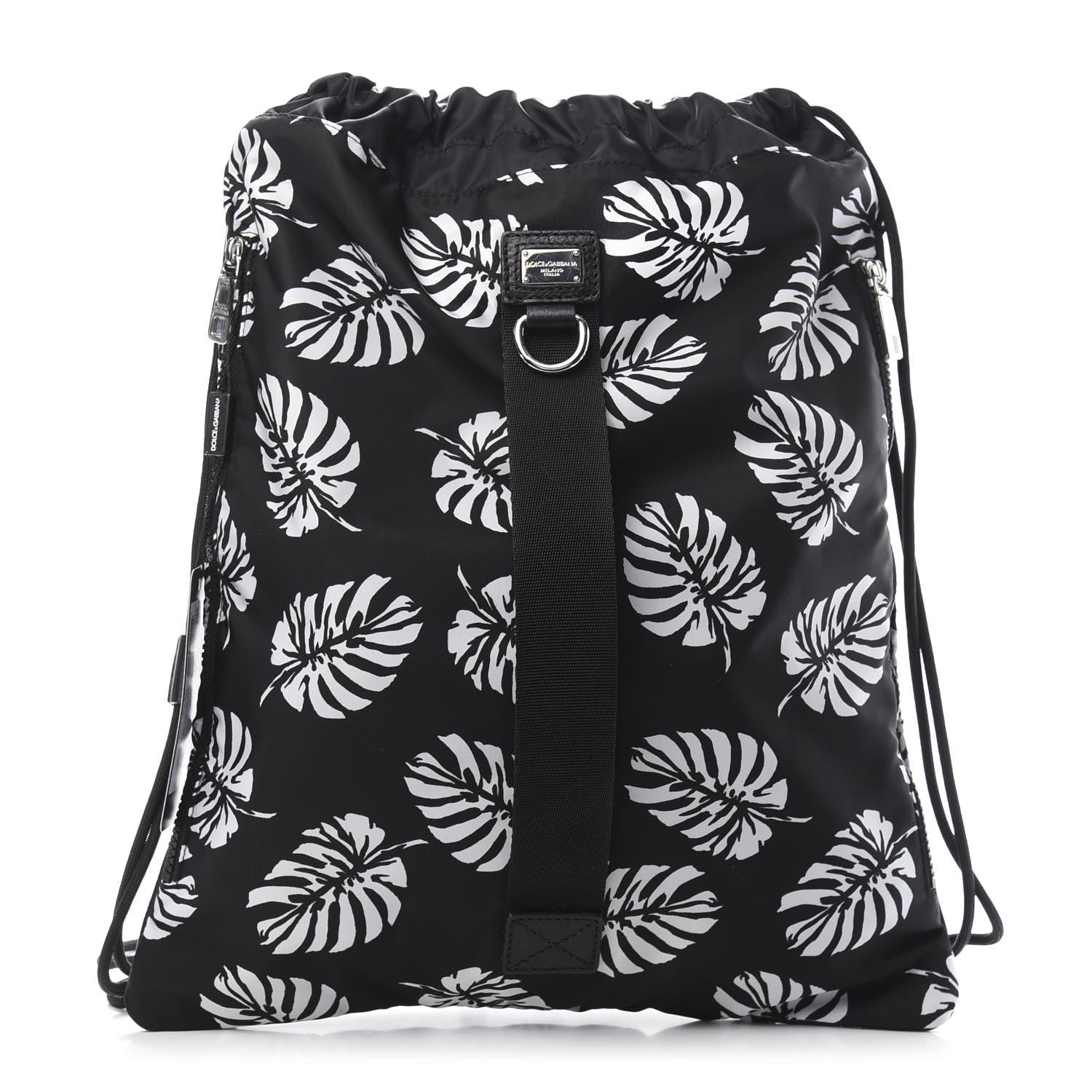 Dolce & Gabbana Nylon Black Palm Drawstring Backpack Black 1 of 10