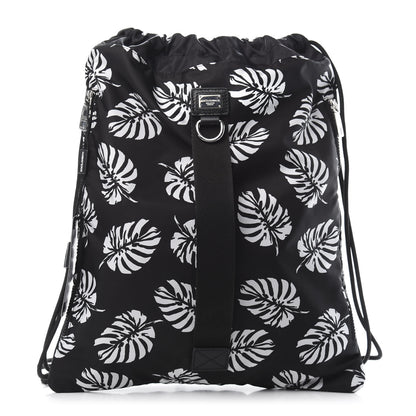 Dolce & Gabbana Nylon Black Palm Drawstring Backpack Black 1 of 10